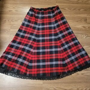 Red and Black Plaid Maxi Skirt from J. Peterman